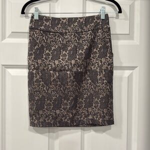 Pink (champagne) and grey lace pencil skirt 
Forever 21